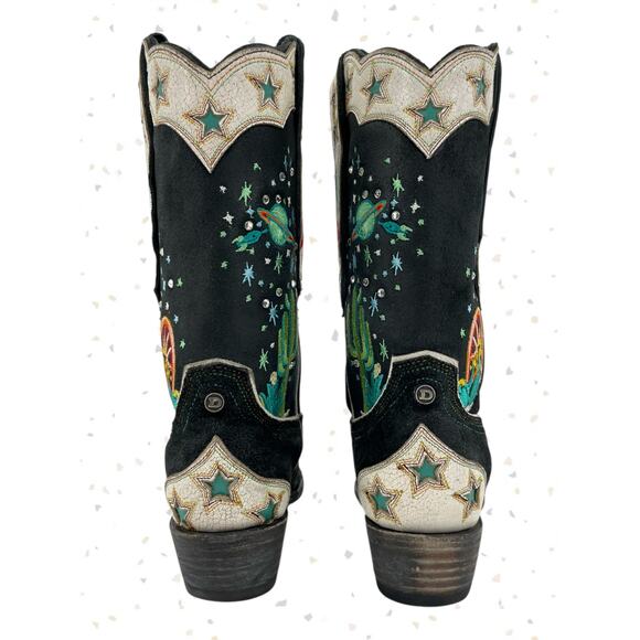 Space Cowboy Double D Ranch Embroidered Western Boots Black Leather Old Gringo 8 - Picture 12 of 16